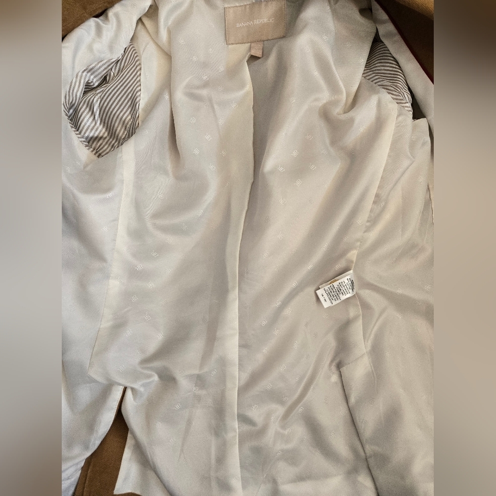 BANANA REPUBLIC Fitted Cotton Tan Blazer With Gold Buttons And Elbow Patches.4P - Picture 10 of 16